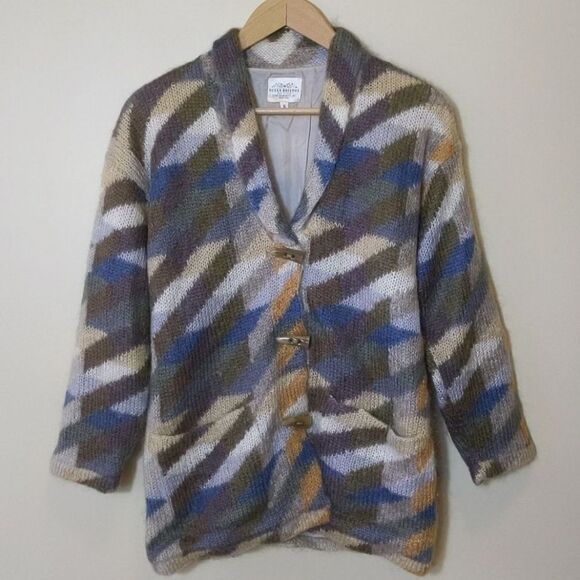 Vintage Susan Bristol Mohair Wool Toggle Sweater Jacket Cardigan Oversized Small - Picture 1 of 13